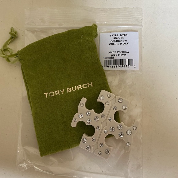 BEAUTIFUL BRAND NEW TORY BURCH RHINESTONE LOGO HAIR BARRETTE CLIP - Picture 1 of 10